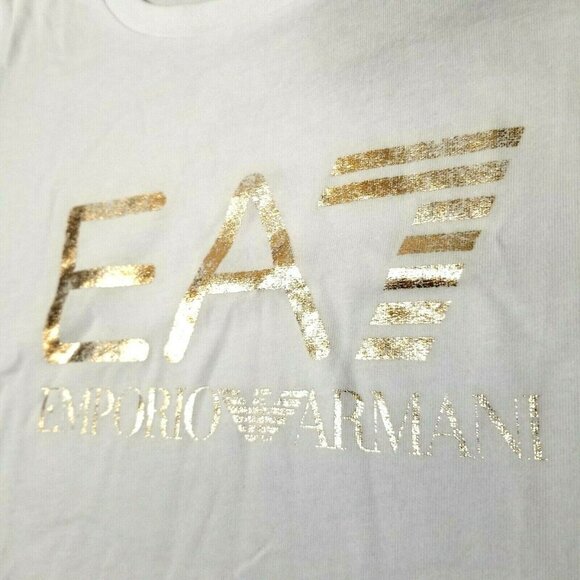 EMPORIO‎ ARMANI Women's T-Shirt EA7 Logo White Size Large - Picture 6 of 9